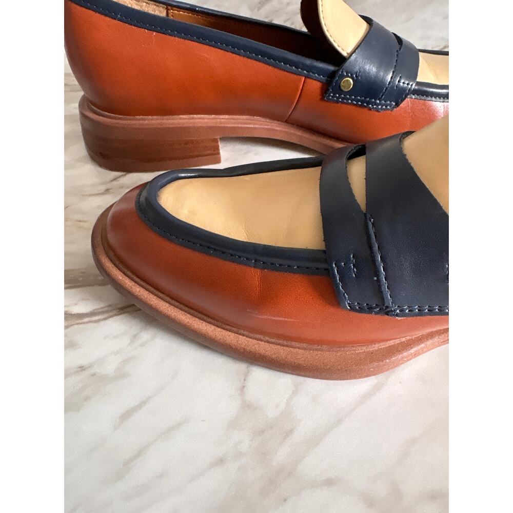 Franco Sarto Women's Edith 2 Penny Loafers Size 8 Cream Navy Brown Colorblock - Picture 9 of 10